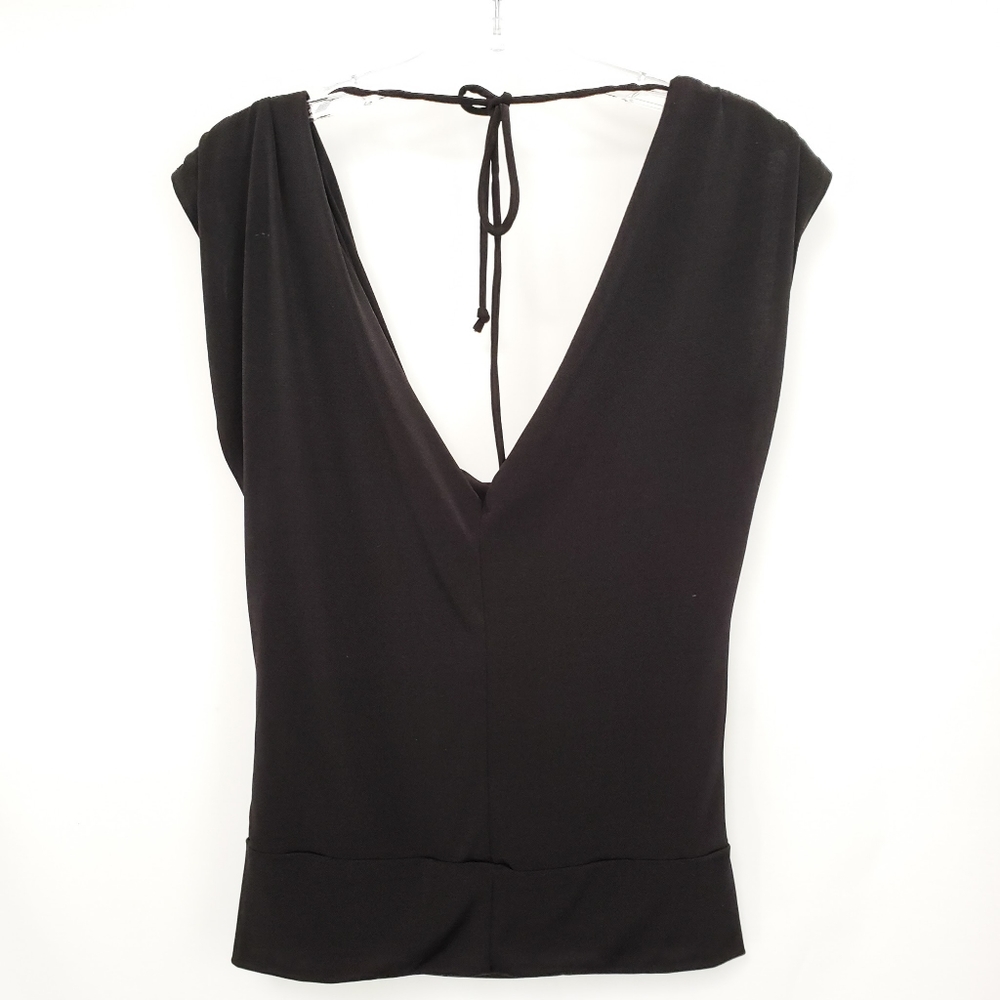 Black Blouse with Draping Neckline